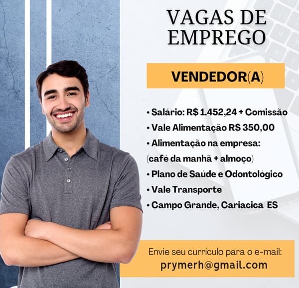 04 VAGAS PARA VENDEDOR(A) - INDÚSTRIA DE ALIMENTOS