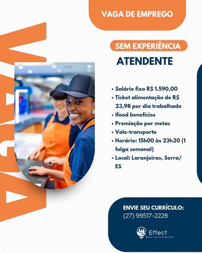 VAGA DE ATENDENTE NOTURNO SEM EXPERIÊNCIA
