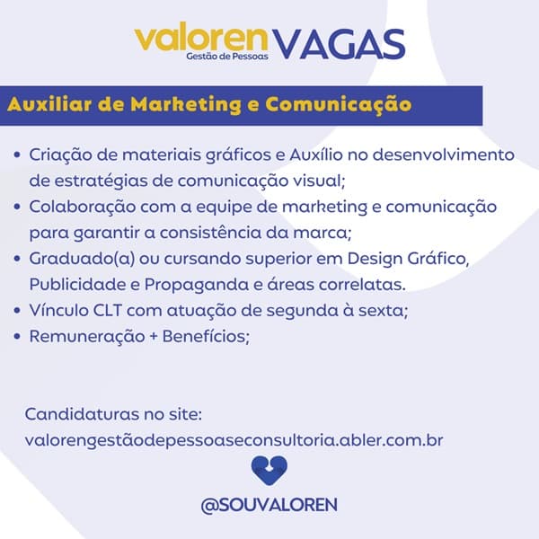 AUXILIAR DE MARKETING E COMUNICAÇÃO