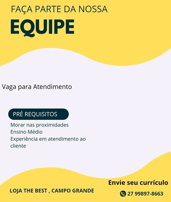 VAGA PARA ATENDIMENTO