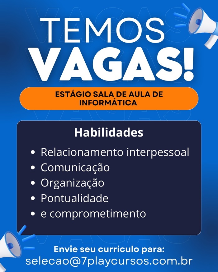 Vaga de Estágio em Sala de Aula de Informática