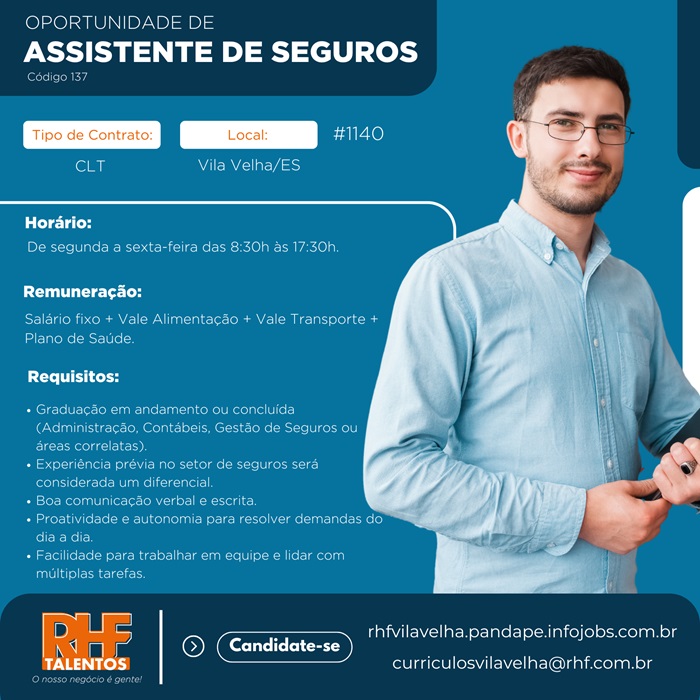 Vaga para Assistente de Seguros 
