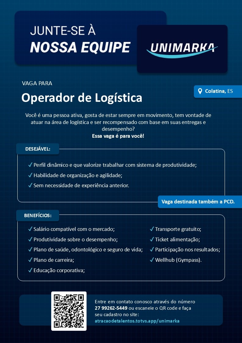 Unimarka contrata Operador de Logística