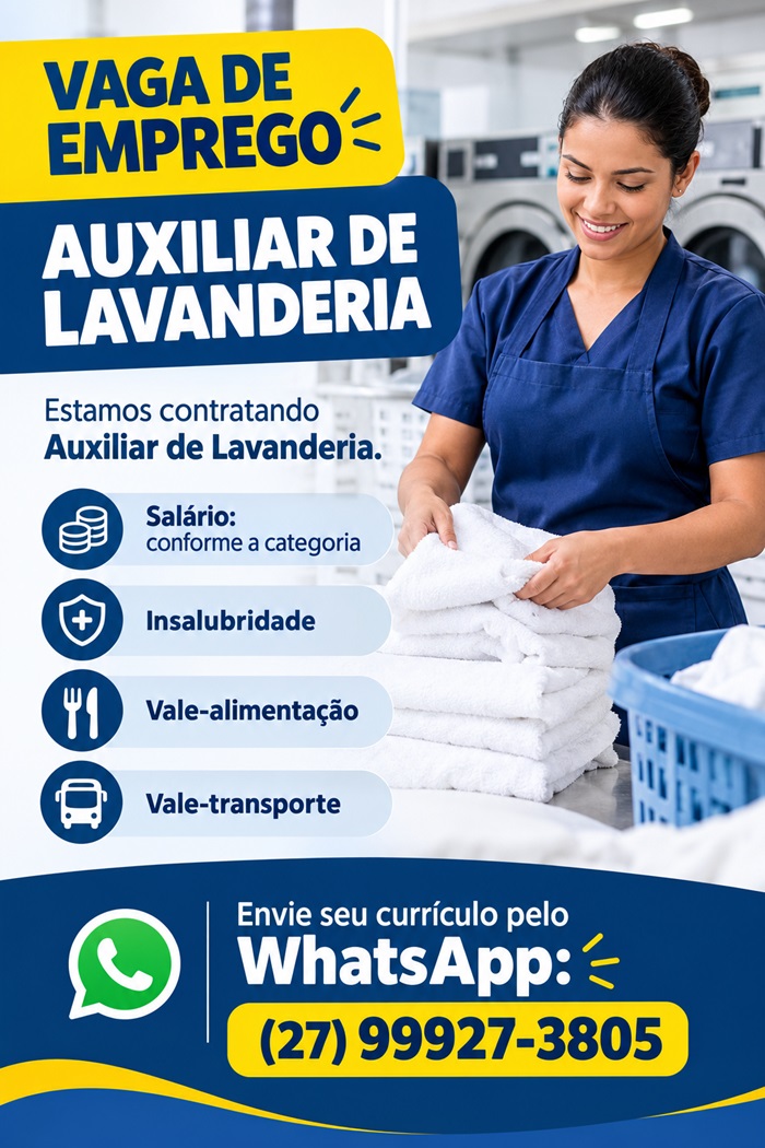 VAGA DE EMPREGO – AUXILIAR DE LAVANDERIA