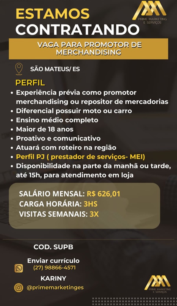 PROMOTOR DE MERCHANDISING - SÃO MATEUS