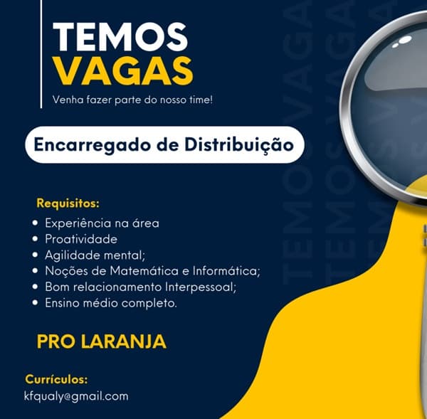 Vaga de Encarregado de Distribuição