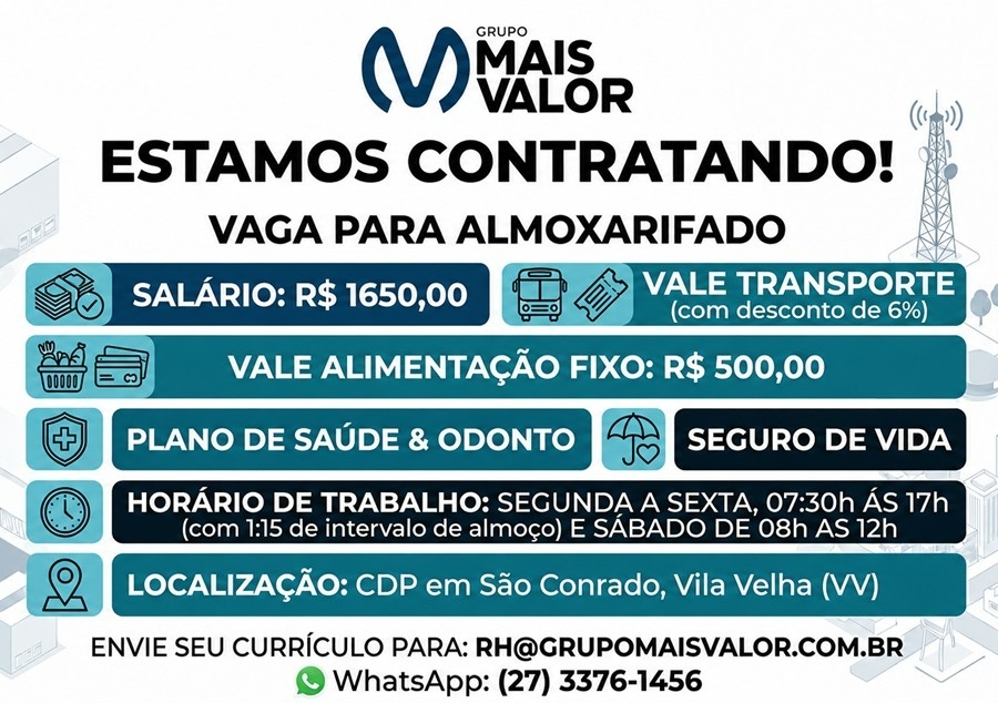 Vaga para Auxiliar de Almoxarifado