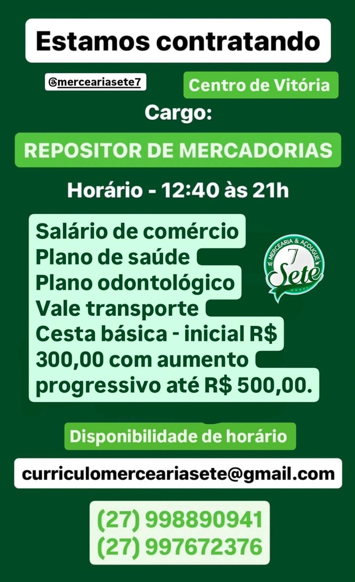 Mercearia contrata Repositor