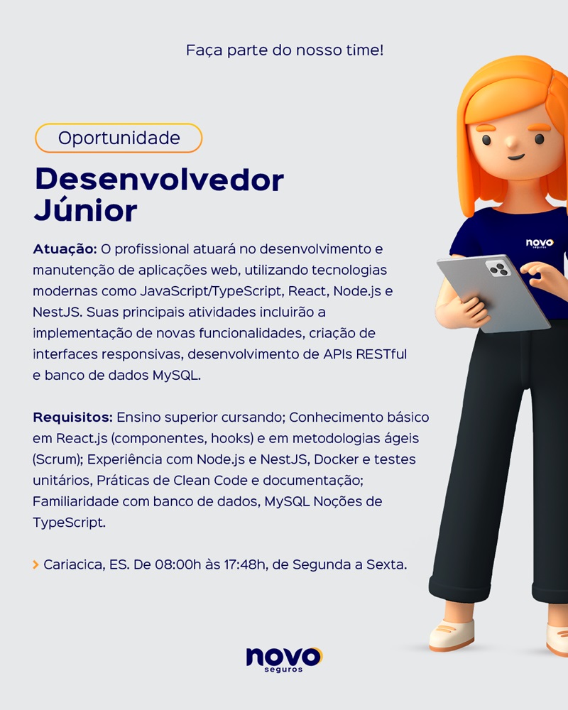 Novo Seguros contrata Desenvolvedor Júnior