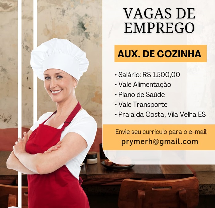 02 VAGAS - AUXILIAR DE COZINHA