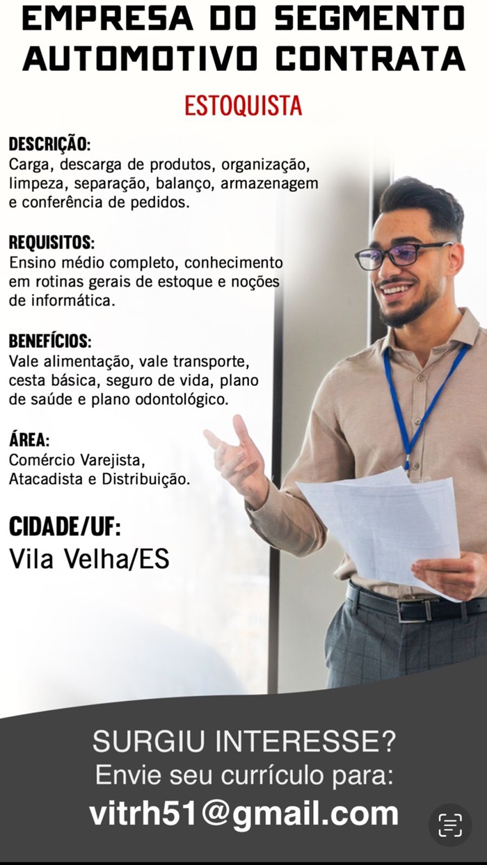 VAGA PARA ESTOQUISTA