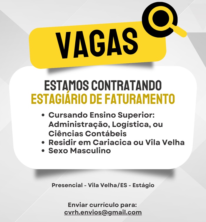 Vaga para Estagiário de Faturamento