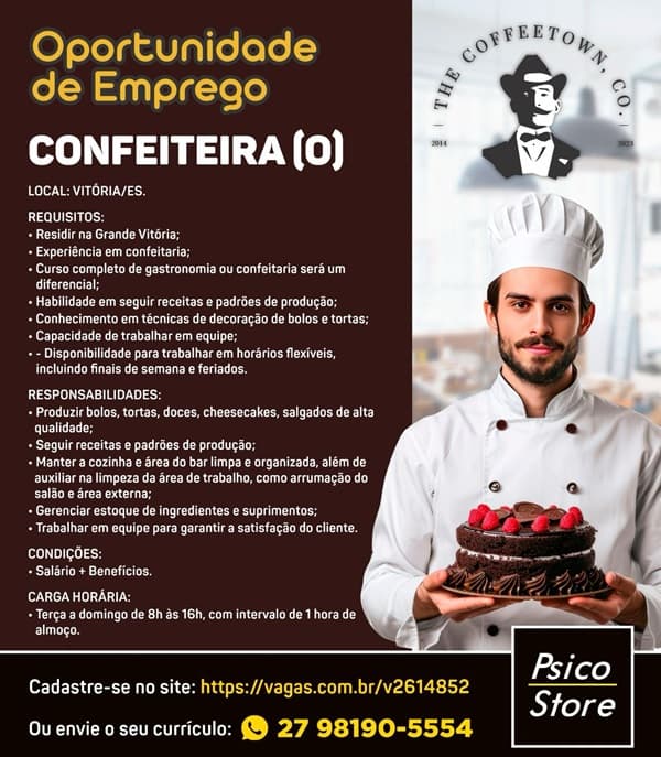 VAGA DE CONFEITEIRA(O)