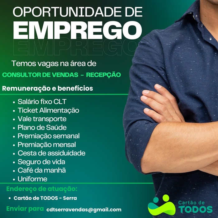 CONSULTOR DE VENDAS - RECEPÇÃO