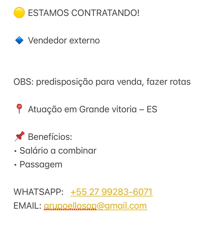 Vaga para Vendedor Externo
