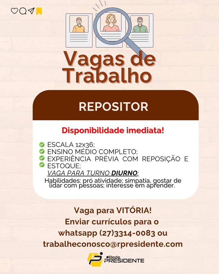 VAGA DE REPOSITOR