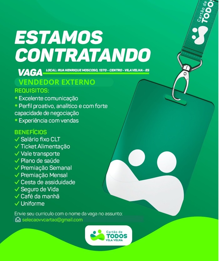VAGA DE VENDEDOR EXTERNO