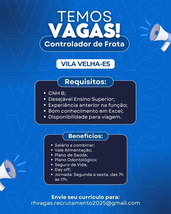 Vaga para Controlador de Frota