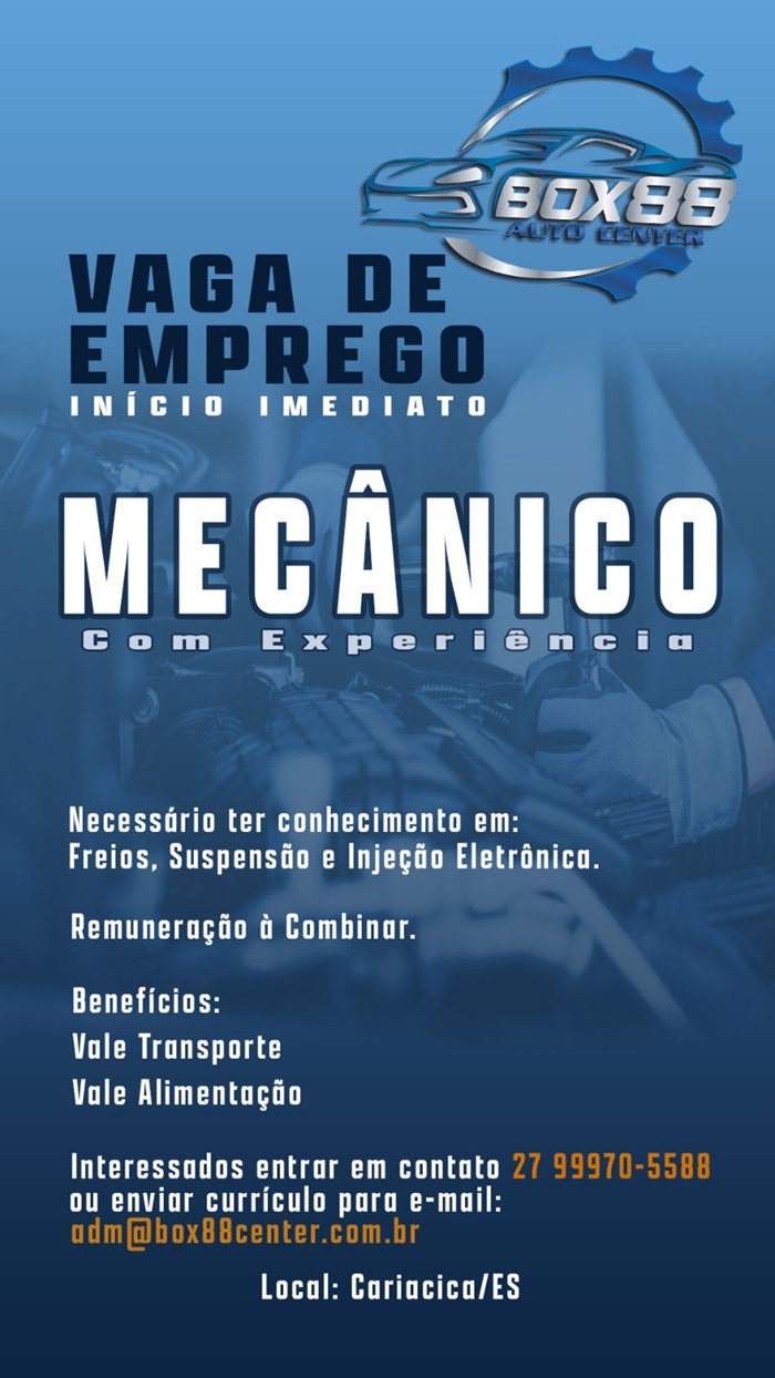 VAGA PARA MECÂNICO