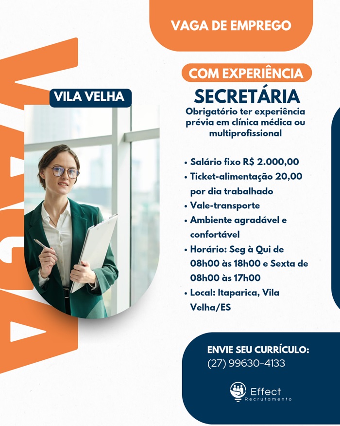 VAGA DE SECRETÁRIA