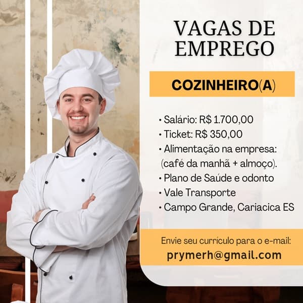 04 VAGAS DE COZINHEIRA(O)