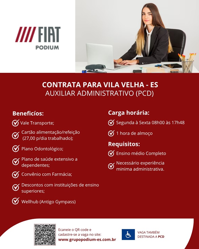 GRUPO PODIUM CONTRATA AUXILIAR ADMINISTRATIVO PCD