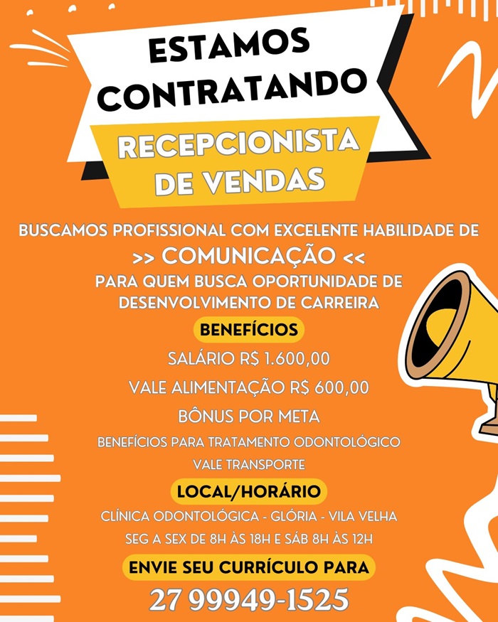 RECEPCIONISTA DE VENDAS