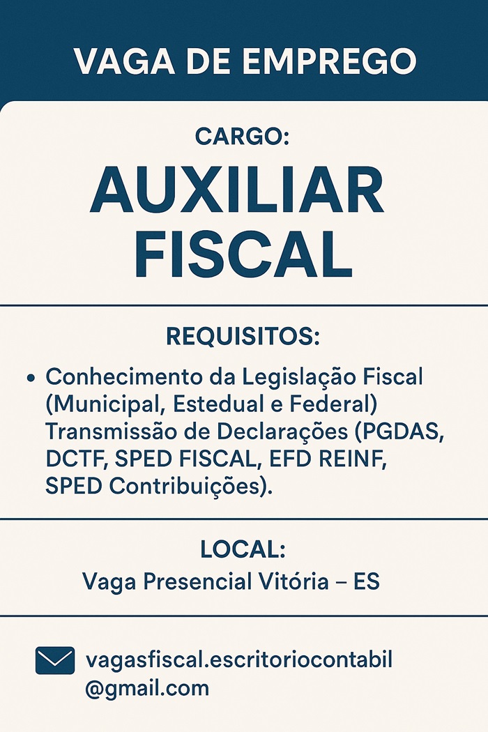 VAGA DE AUXILIAR FISCAL