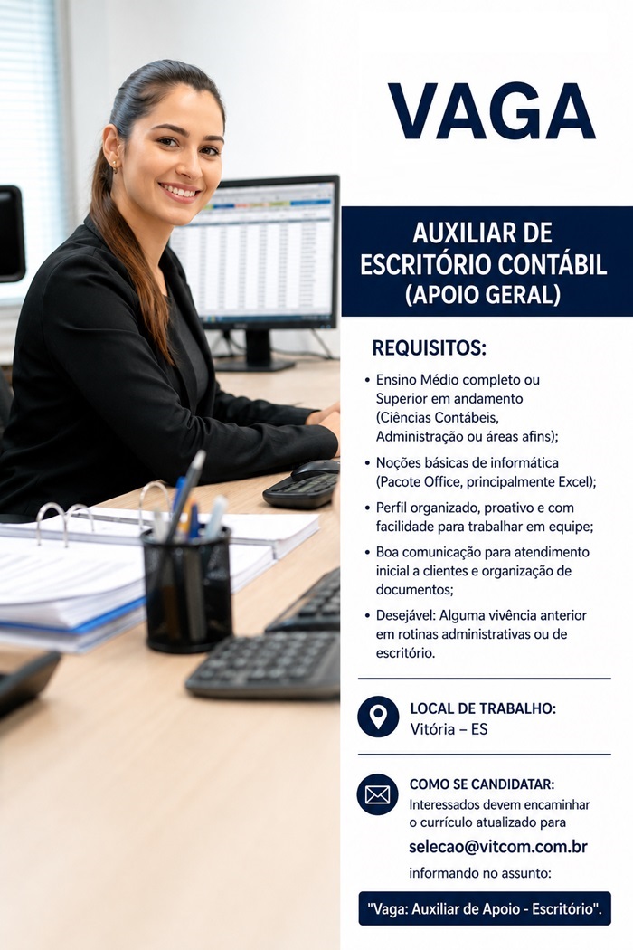 AUXILIAR DE ESCRITÓRIO CONTÁBIL (APOIO GERAL)