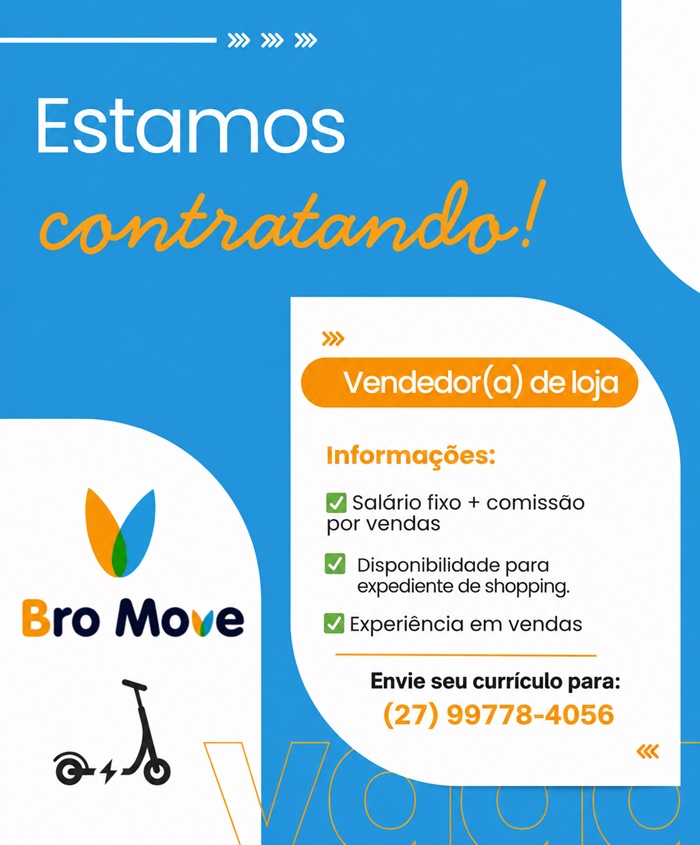 Bro Move contrata Vendedor(a) de Loja