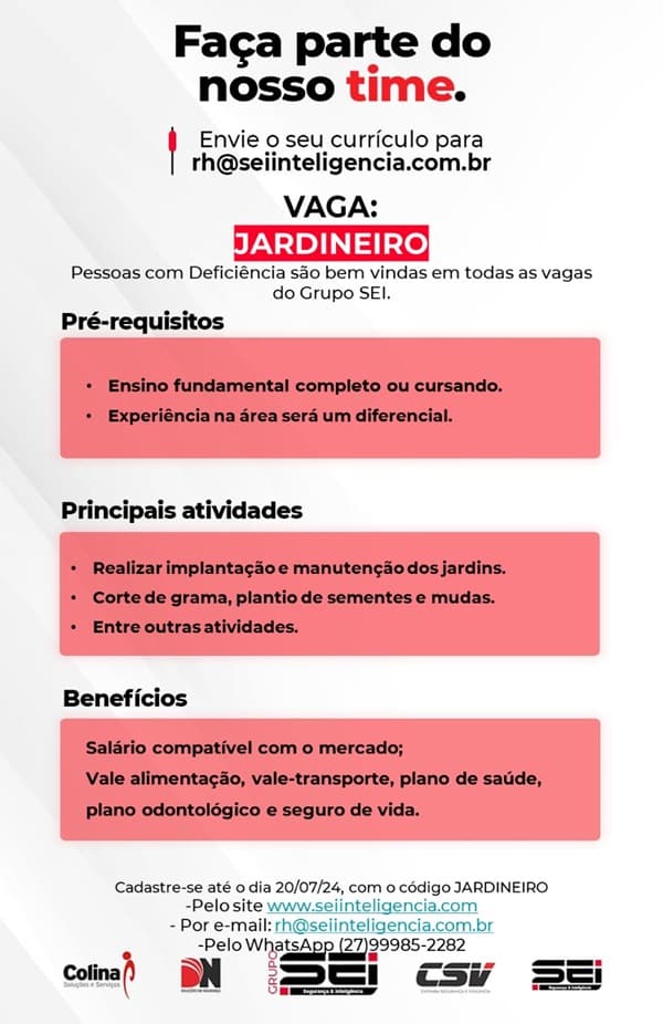 VAGA DE JARDINEIRO