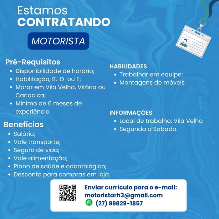 VAGA PARA MOTORISTA