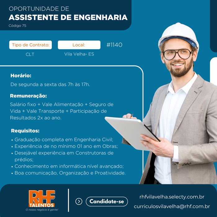 Vaga de Assistente de Engenharia