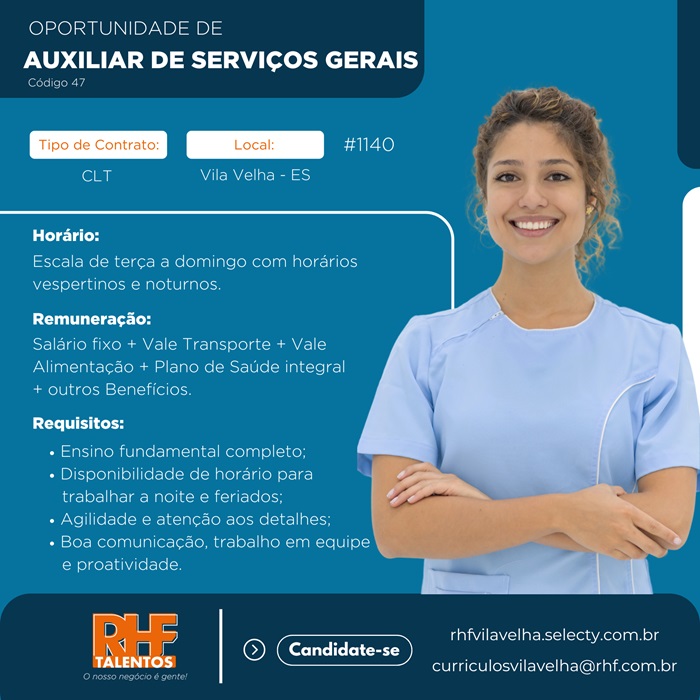 Vaga de Auxiliar de Serviços Gerais