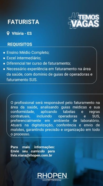 Vaga para Faturista