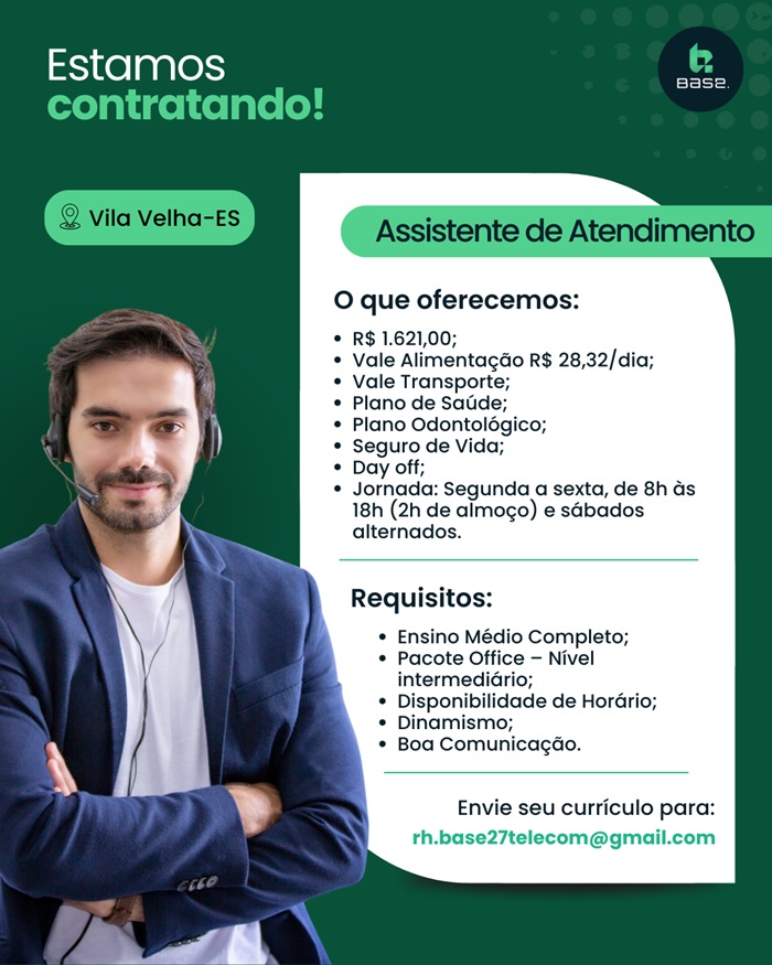 Vaga para Assistente de Atendimento - Vila Velha-ES