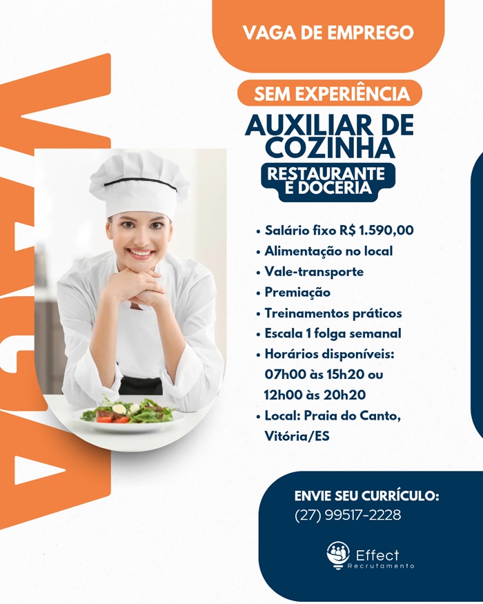 VAGA DE AUXILIAR DE COZINHA