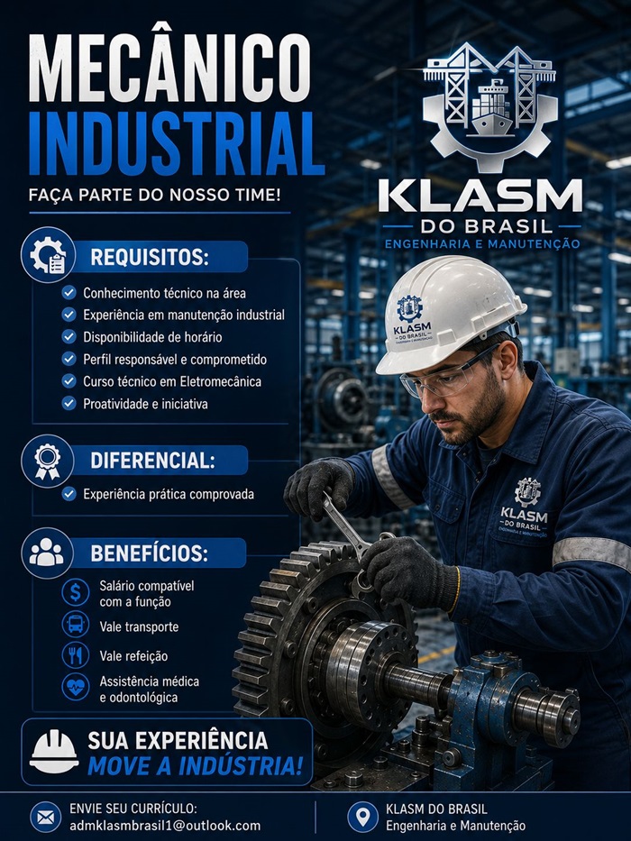 Klasm do Brasil contrata Mecânico Industrial