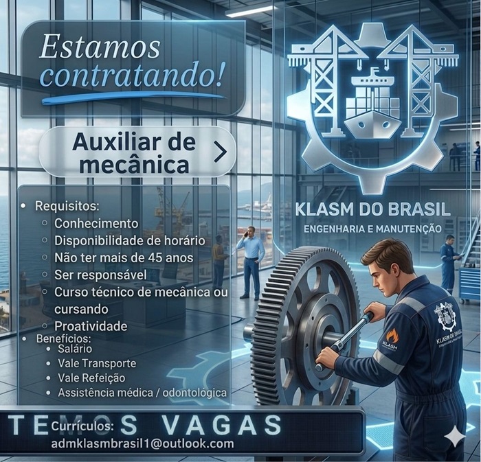 Klasm do Brasil contrata Auxiliar de Mecânica
