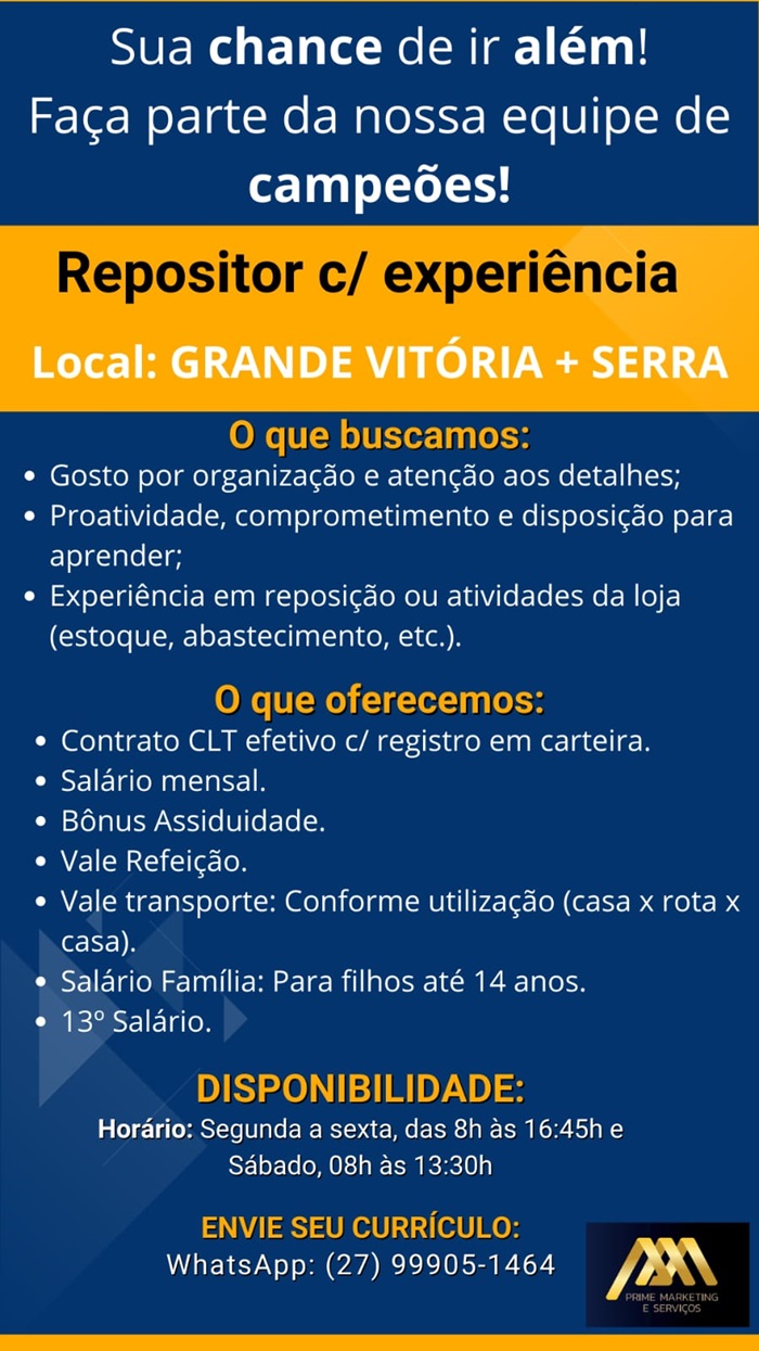 VAGAS PARA REPOSITOR