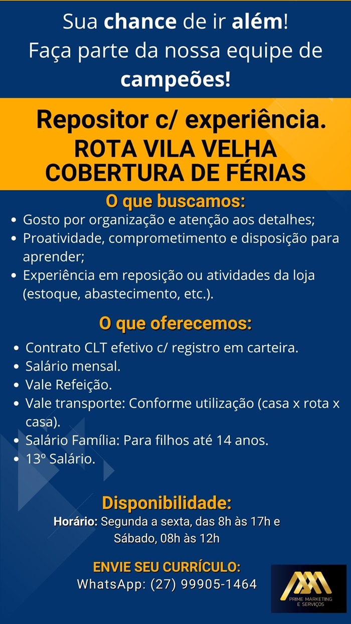 VAGAS PARA REPOSITOR