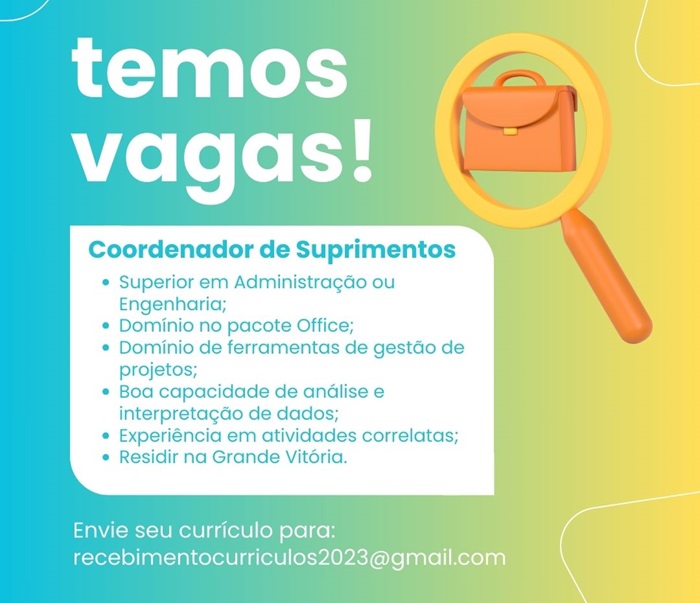 Vaga de Coordenador de Suprimentos