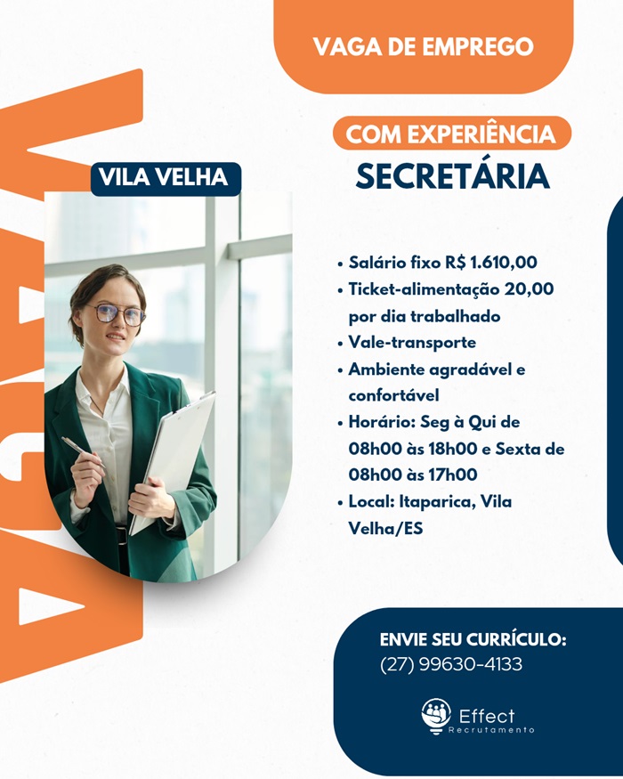 VAGA DE SECRETÁRIA