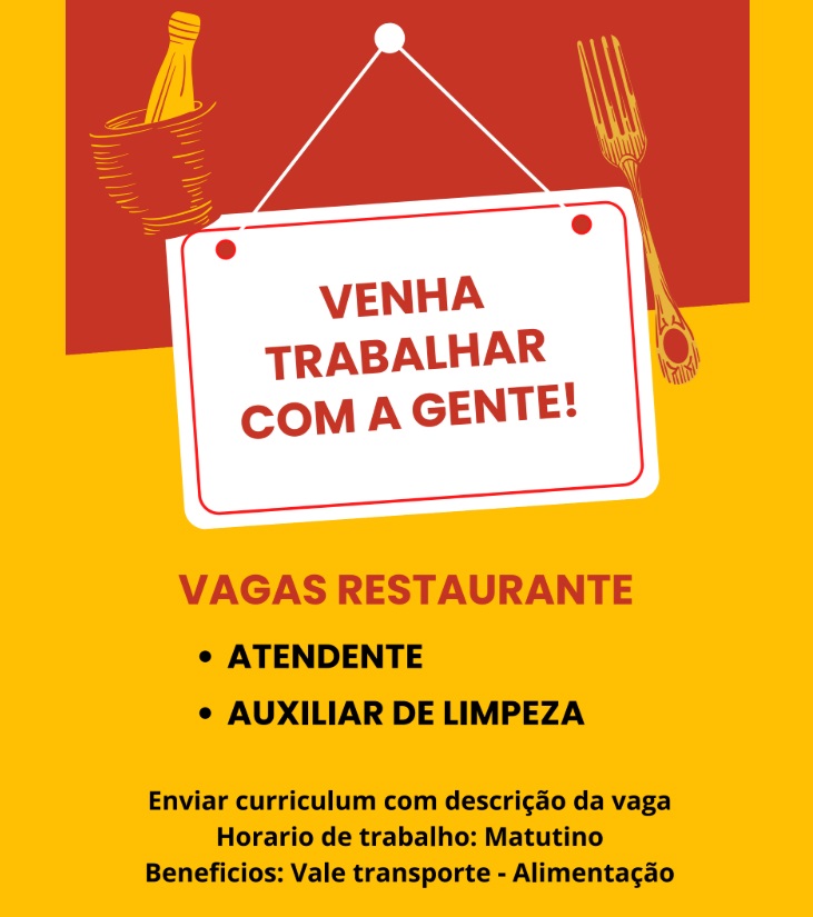VAGAS DE ATENDENTE E AUXILIAR DE LIMPEZA