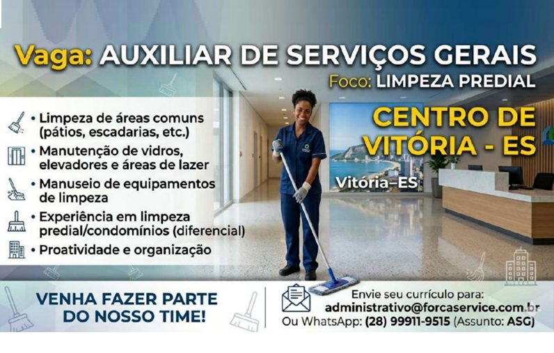 Vaga para Auxiliar de Serviços Gerais (ASG)