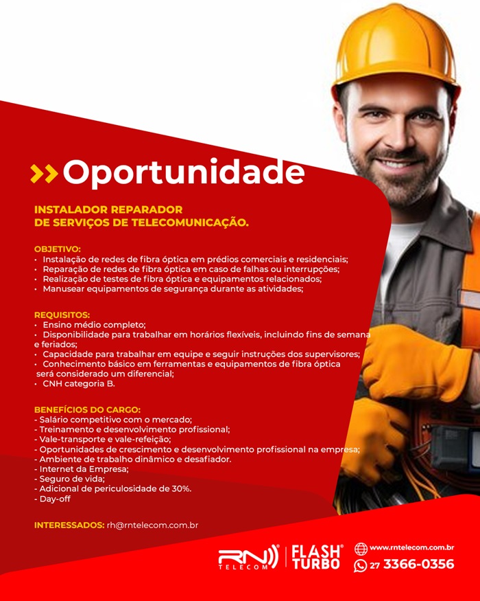 INSTALADOR REPARADOR DE SERVIÇOS DE TELECOMUNICAÇÃO