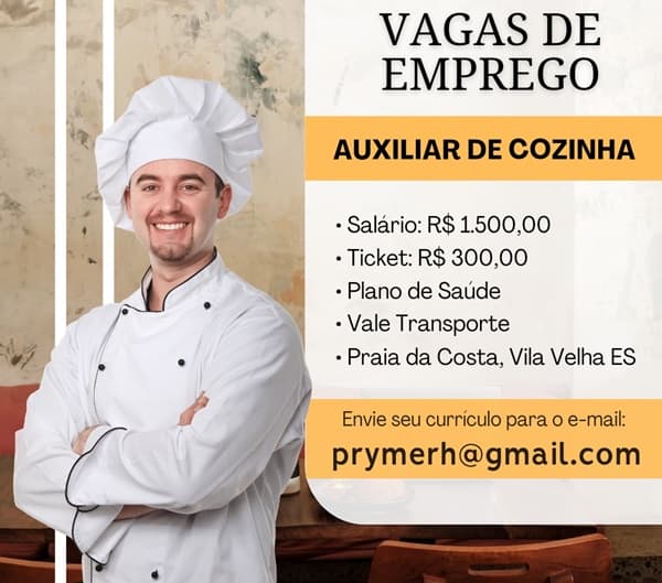 04 VAGAS - AUXILIAR DE COZINHA