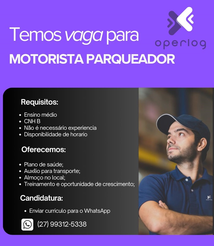 Operlog contrata Motorista Parqueador