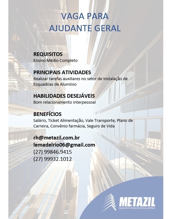 METAZIL CONTRATA AJUDANTE GERAL