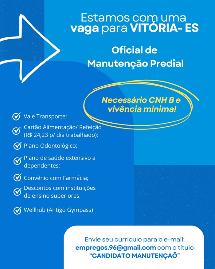 Vaga para Oficial de Manutenção
